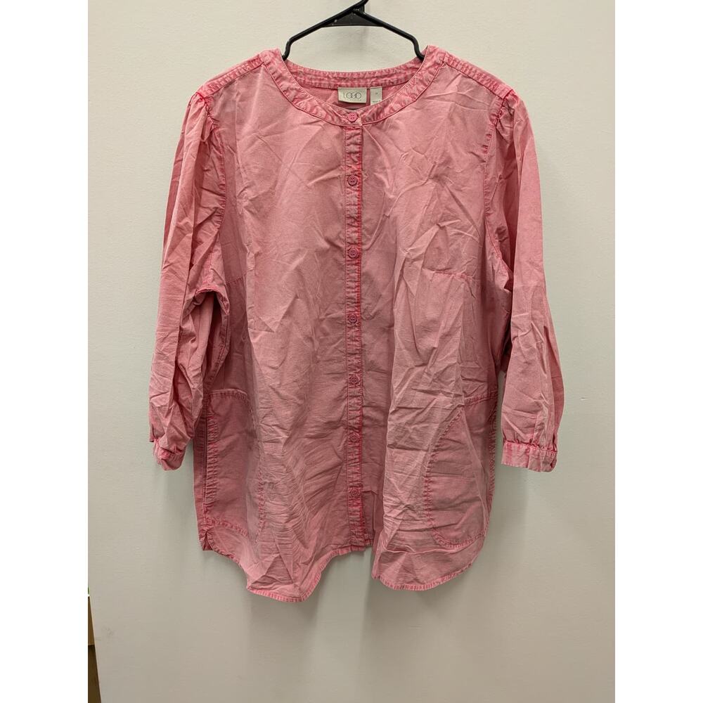 LOGO Lori Goldstein Pink Button Tunic Top Women’s 2X Casual Blouse